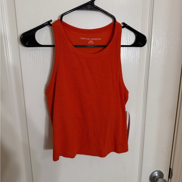 Spiritual Gangster Tori Crop Top Tank Top Large Tigerlily Ribbed High Neck NWT - Picture 3 of 8
